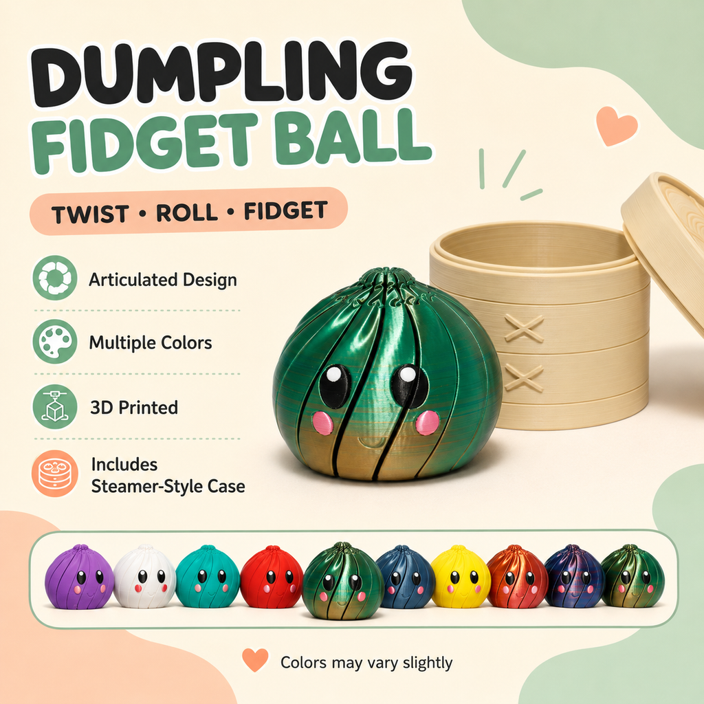 3D Printed - Dumpling Ball Fidget Figurine, PLA material Eco Friendly