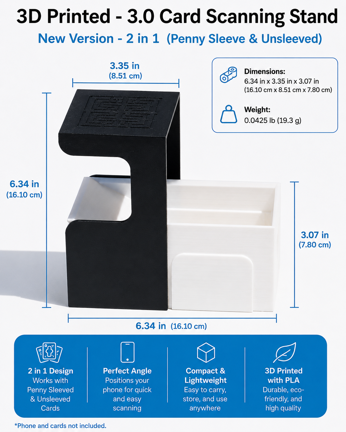 3D Printed - Version 3.0, 2 in 1 Card Scanning Stand